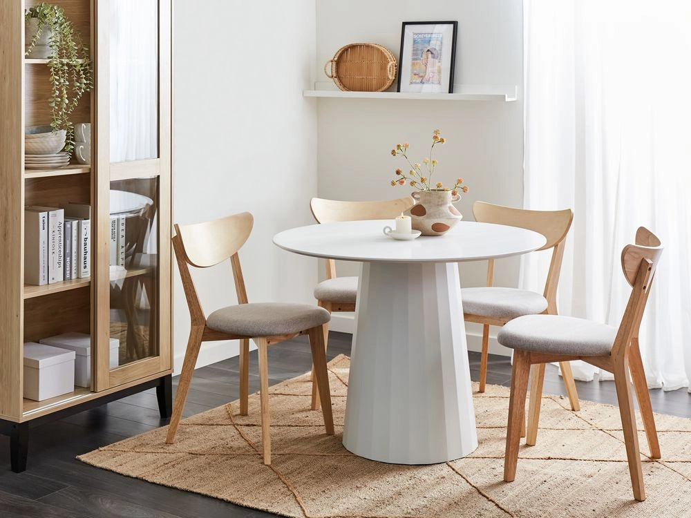 Tavolo da pranzo Bianco MDF Struttura in acciaio ø 100 cm Rotondo Moderno Scandinavo