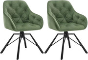 Set di 2 Sedie da Cucina con Pelle di Velluto - Rotanti - Piedi in Metallo - Verde