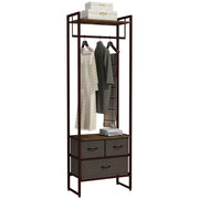 Appendiabiti con 3 cassetti e ripiano ¨C zephmum ¨C 58.5x30x178 cm marrone