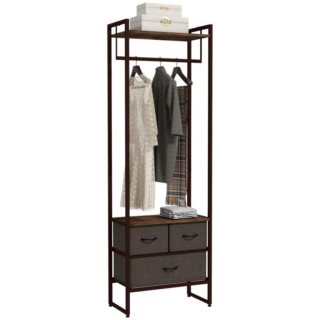 Appendiabiti con 3 cassetti e ripiano ¨C zephmum ¨C 58.5x30x178 cm marrone