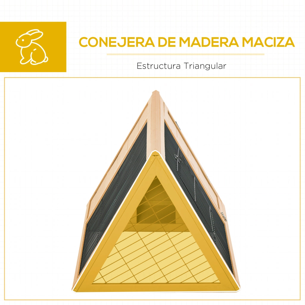Gabbia Conigli Legno Metallo Forma Triangolare ¨C zephmum ¨C 116x62,2x52,5 cm