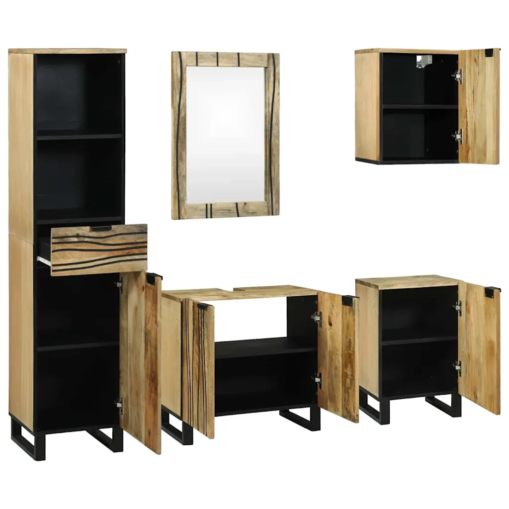 Set di mobili per il bagno 5 pcs Marrone Legno multistrato