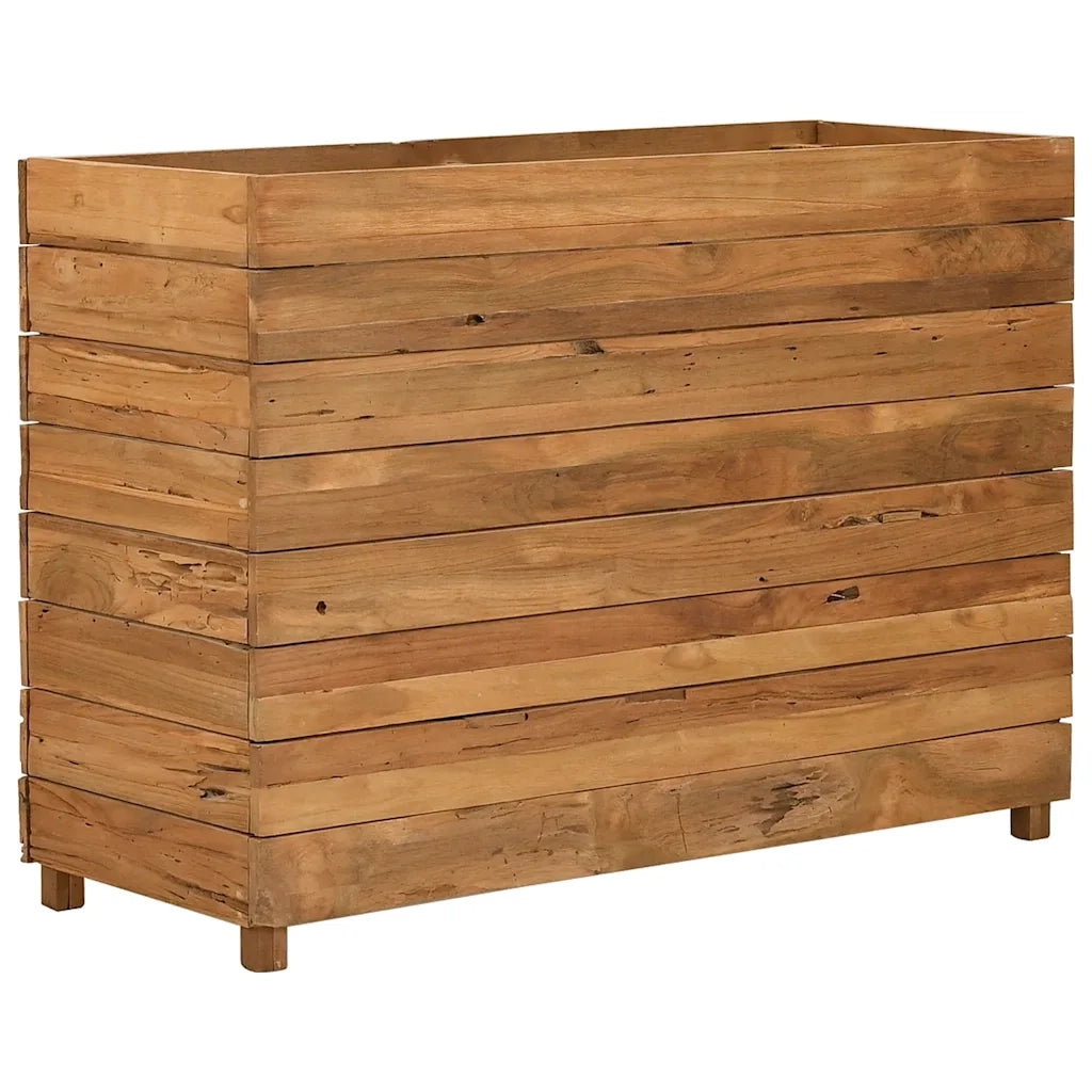 Fioriere | Cassetta per fiori | Letto Rialzato 100x40x72 cm Legno di Teak di Recupero e Acciaio