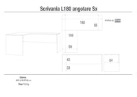 Scrivania Angolare Sx 180x76x169 cm Ossido Bianco