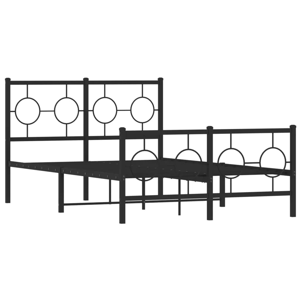 Giroletto con Testiera e Pediera-Struttura Letto Metallo Nero 120x190 cm 337226