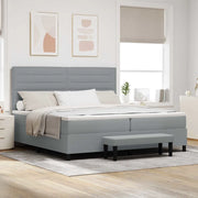 Letto a molle con testiera Grigio chiaro 200 x 200 cm Tessuto 3344016