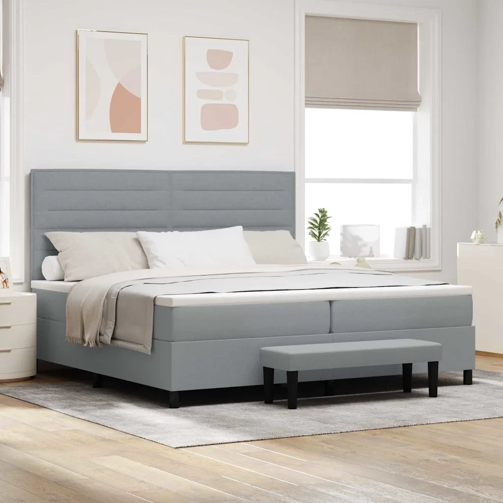 Letto a molle con testiera Grigio chiaro 200 x 200 cm Tessuto 3344016