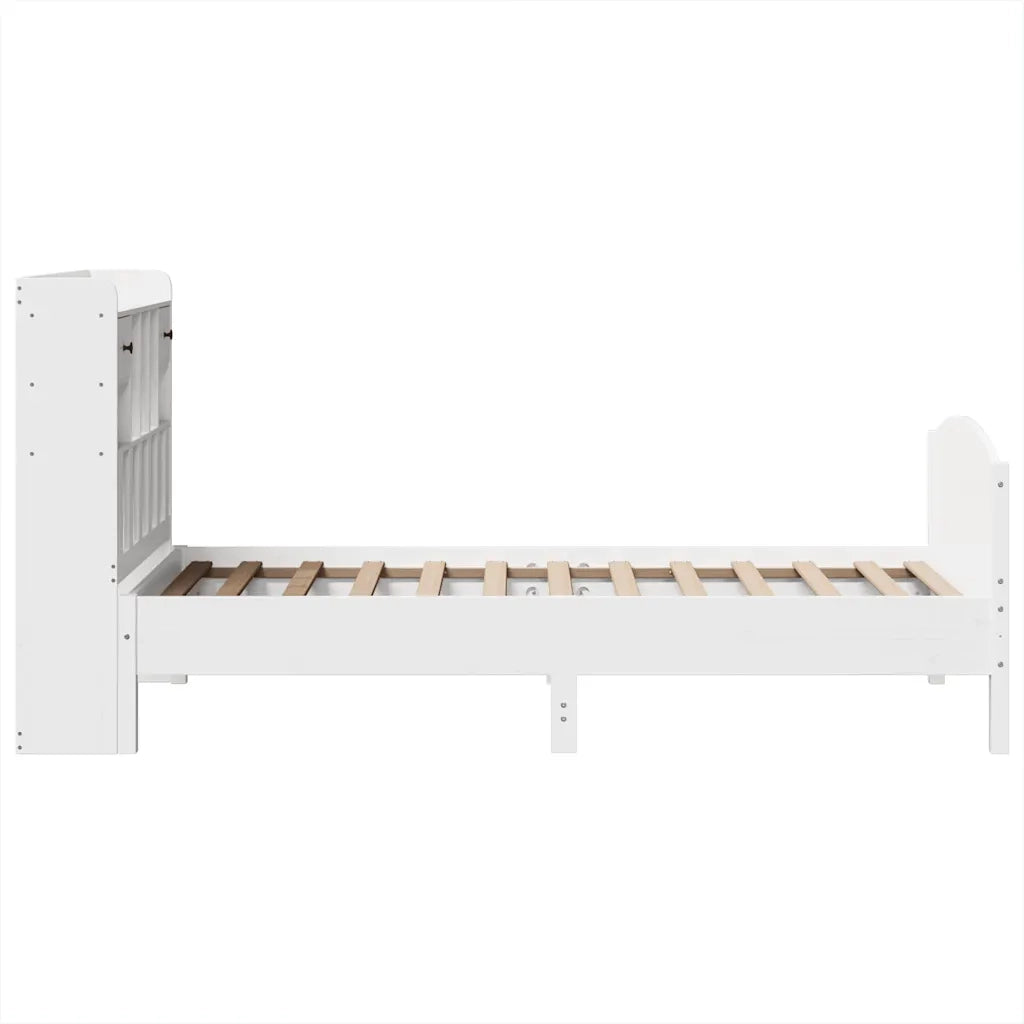 Letto Libreria senza Materasso Bianca 90x200 cm Legno di Pino 3323162