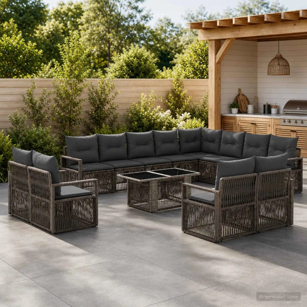 Set Divano da Giardino 13 pz Grigio e Grigio Scuro polyrattan 3437180