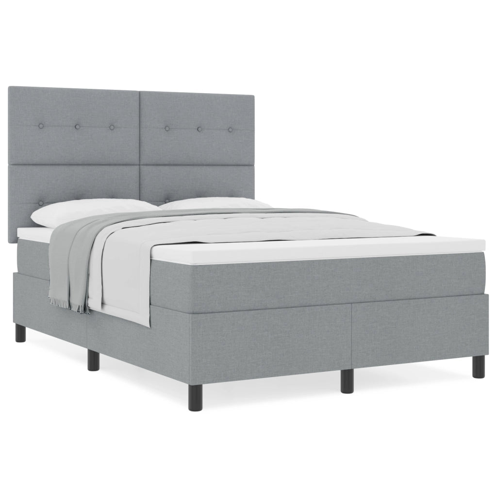 Letto con box spring con materasso Grigio Chiaro 160x200 cm Tessuto