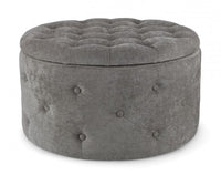 Pouf Contenitore Porta Scarpe Ø 70x40 cm Ernestine in Tessuto Grigio
