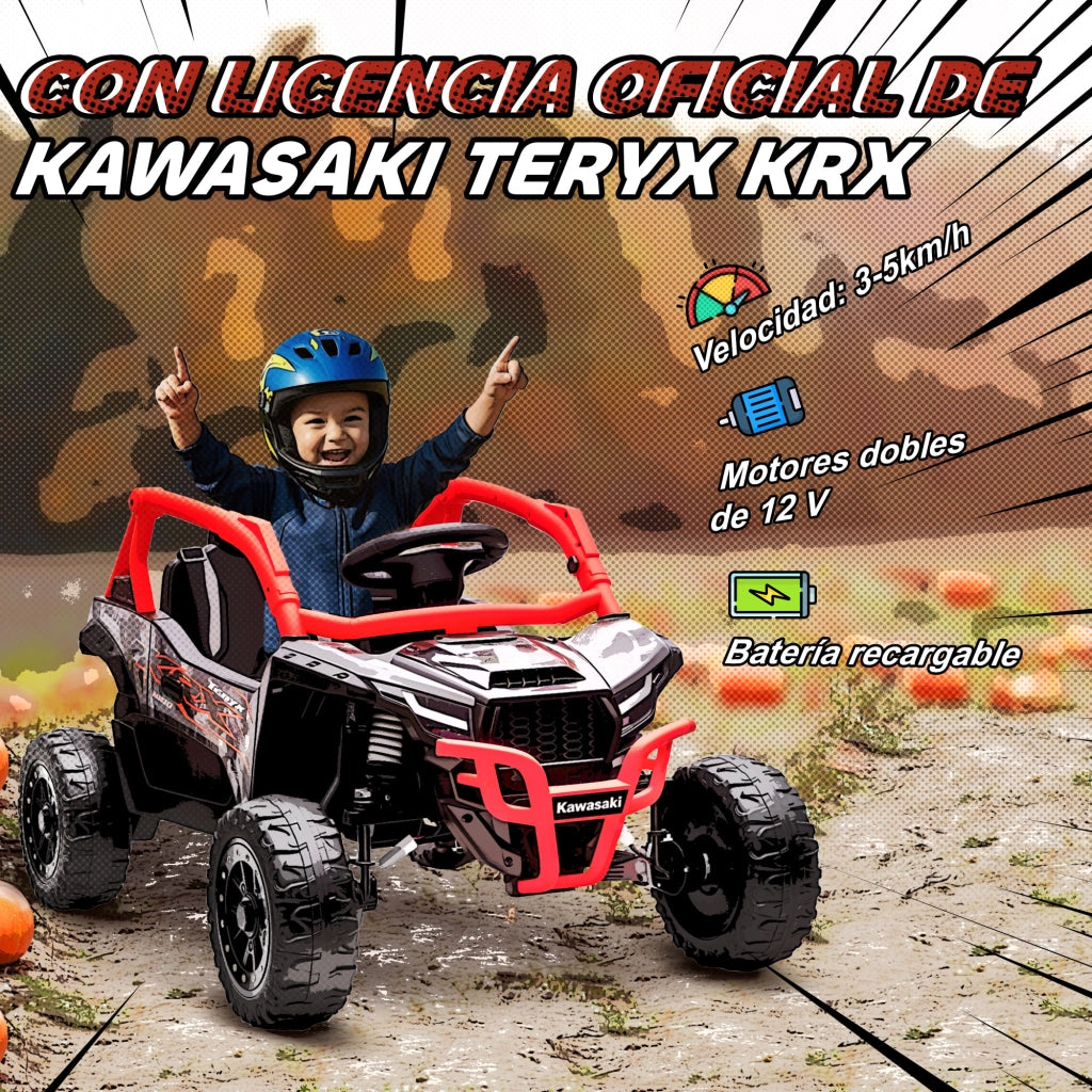 Auto Elettrica Bambini 12V Kawasaki Teryx KRX 1000 ¨C Xylo ¨C Telecomando Sospensione Rossa