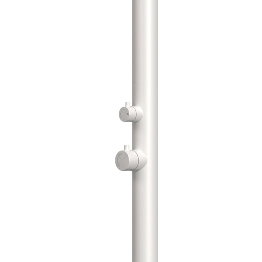 SINED Doccia Esterna Acciaio Inox 316L Nautico Bianco Miscelatore Caldo-Freddo e Lavapiedi Sistema C-BOX DOCCIA-QUARTU-BIANCA