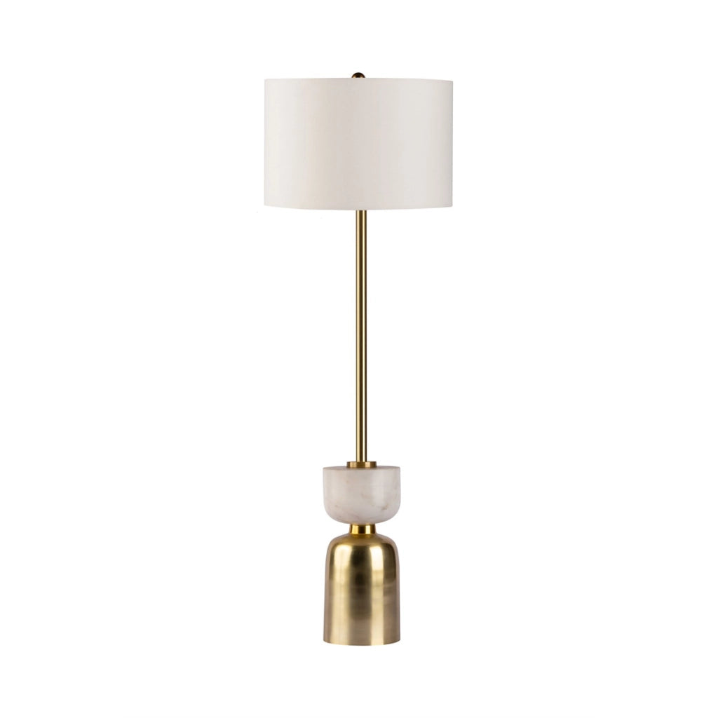Lampada da terra Ceres 200 in marmo e cotone bianco