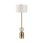 Lampada da terra Ceres 200 in marmo e cotone bianco