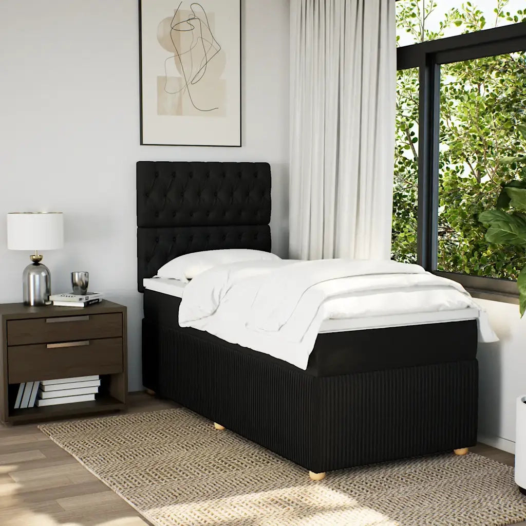 Giroletto a Molle con Materasso Nero 90x190 cm in Tessuto