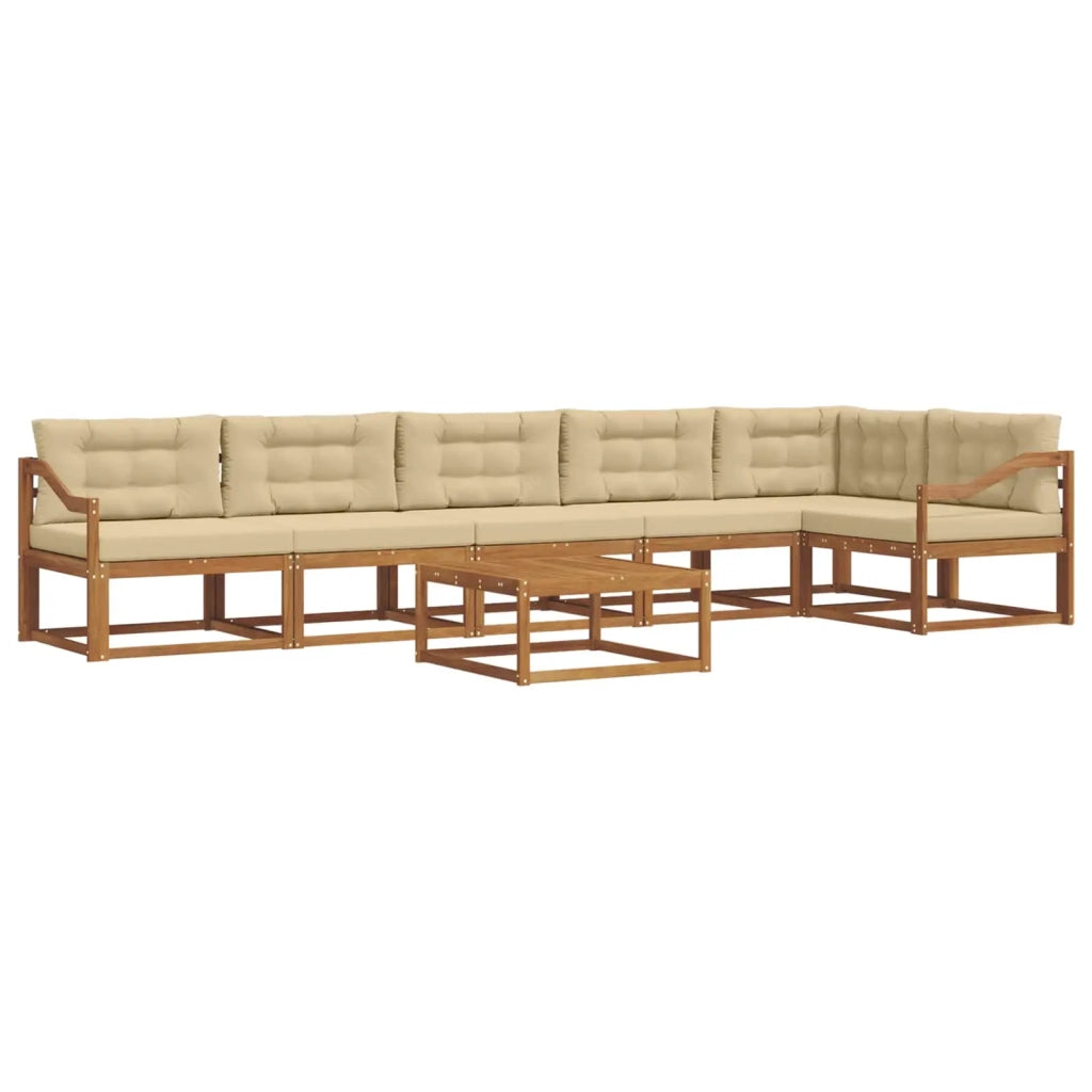 Set di divani da esterno con cuscino 7 pcs Naturale e Beige 3367701