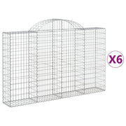 Cestini gabbioni recinzione a gabbia muro di contenimento ad arco 6 pezzi 200 x 30 x 120/140 cm ferro zincato argento 02_0040982