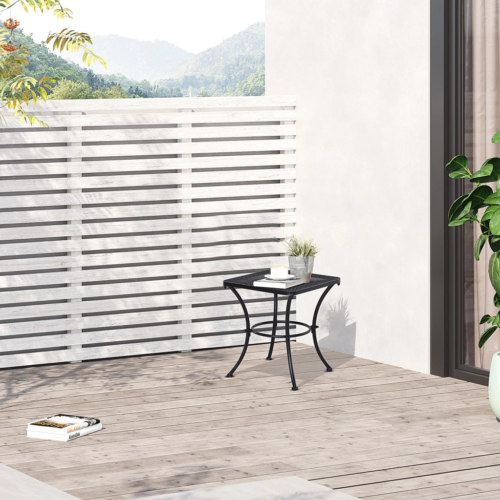 Tavolino da giardino nero in metallo 45x45x50 cm per balcone e terrazza