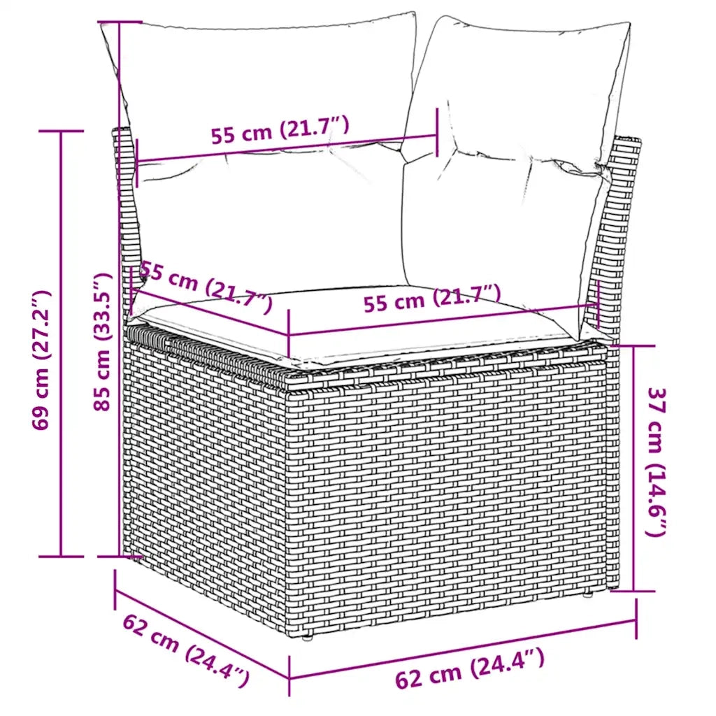 Set Divani da Giardino 4 pz con Cuscini Nero in Polyrattan 3217496
