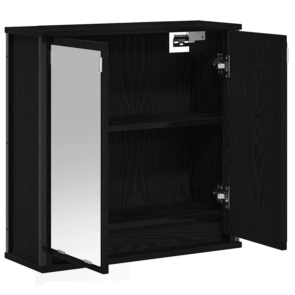 Pensile da Bagno con Specchio Rovere Nero 60x21x60 cm 861897