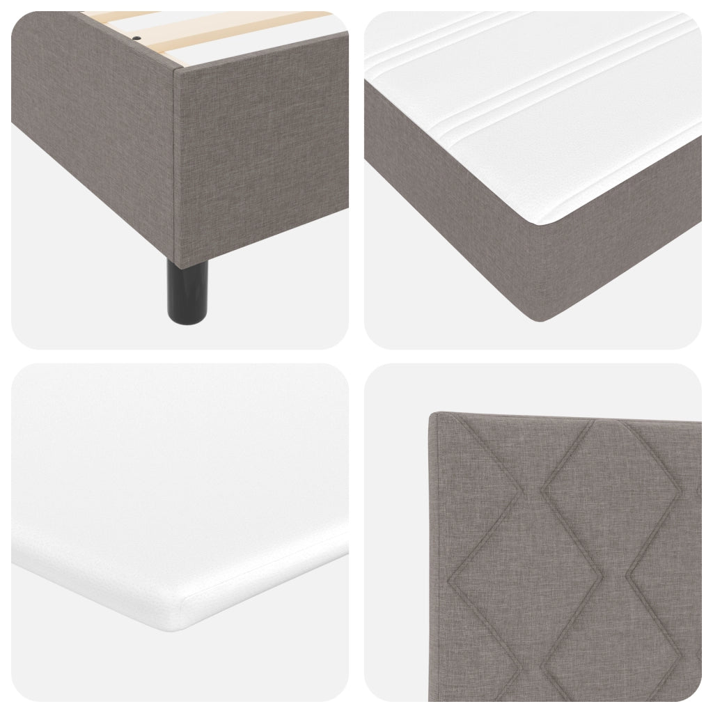 Letto Box Spring  con Materasso e LED in Tortora, 80x200 cm Tessuto