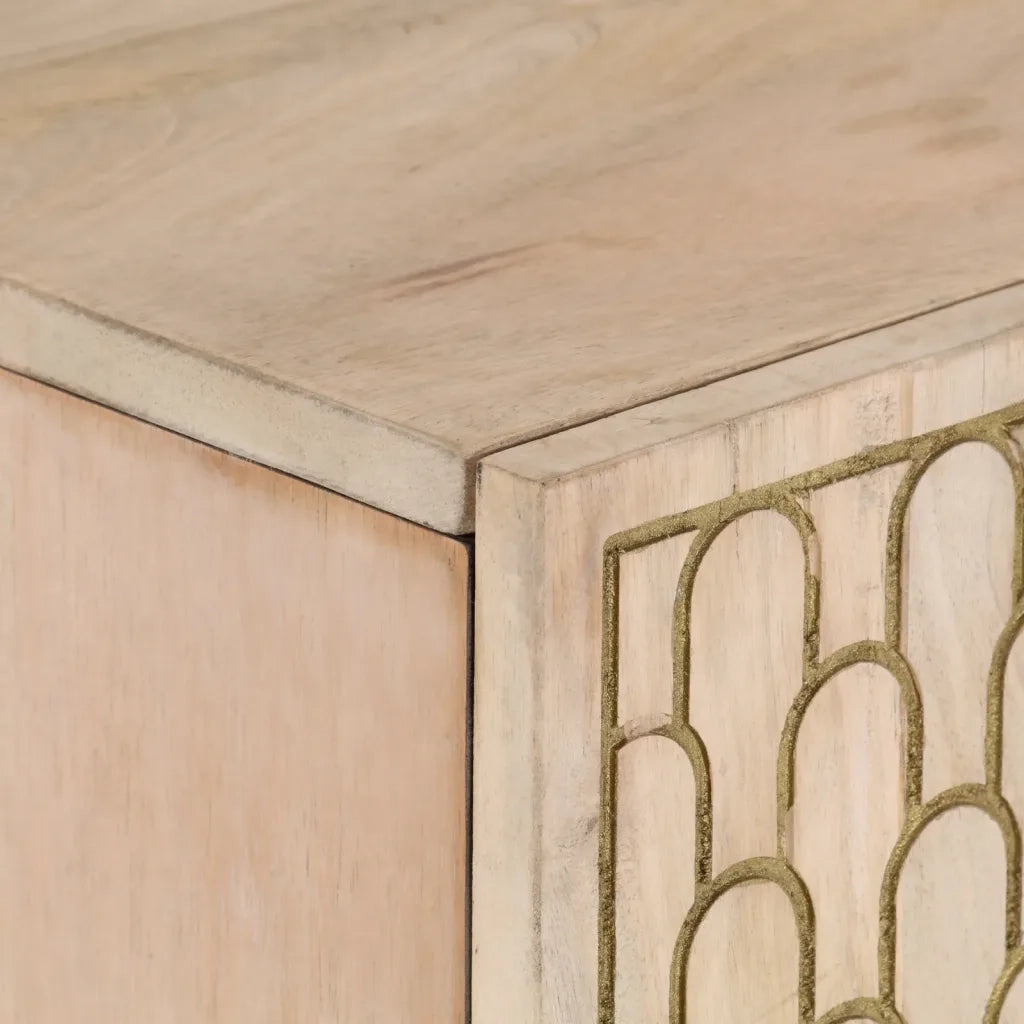 Credenza-Buffet-Armadio da cucina 90x33x75 cm in Legno Massello di Mango 594588