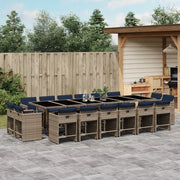 Set da pranzo da giardino da 17 pz con Cuscini in Polyrattan Grigio 3278016