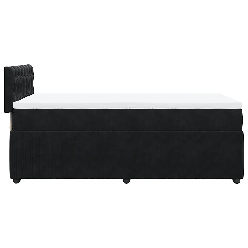 Giroletto a Molle con Materasso Nero 90x200 cm in Velluto