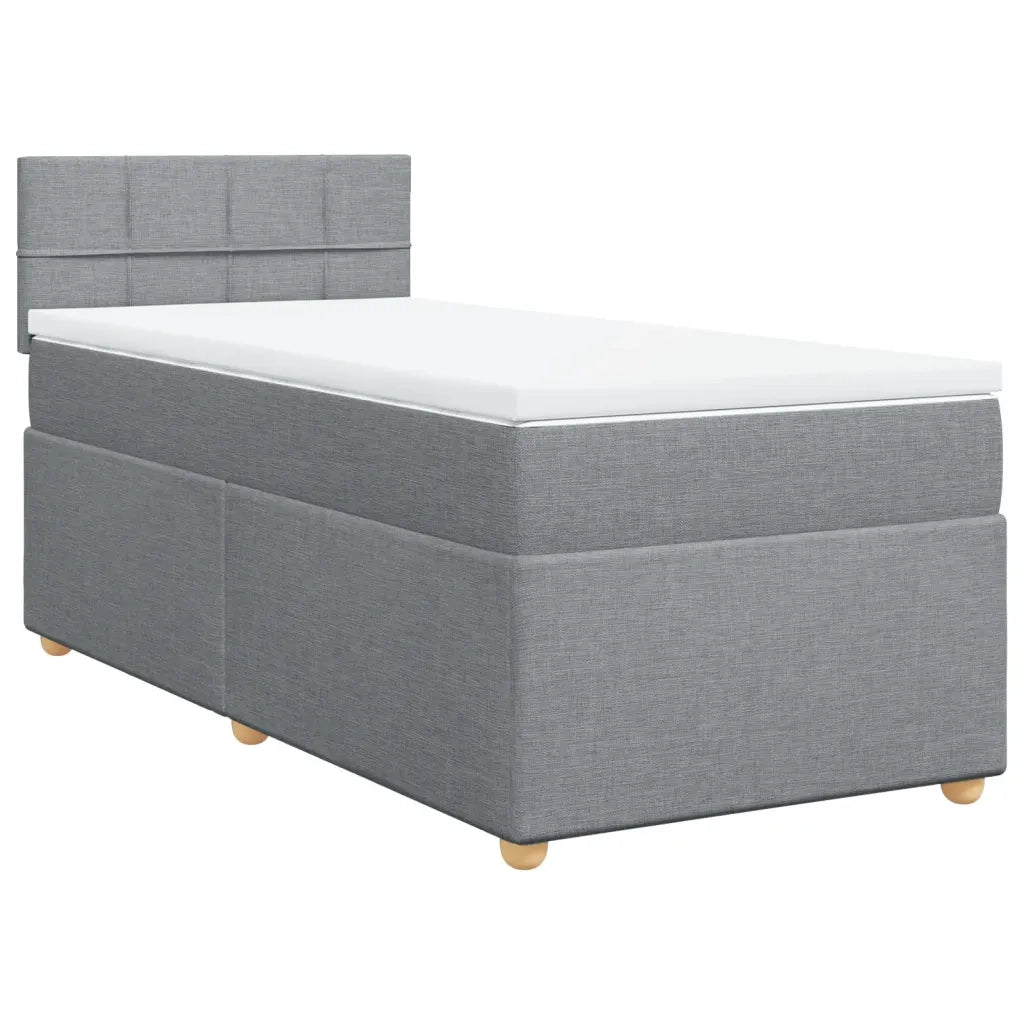 Giroletto a Molle con Materasso Grigio Chiaro 90x200 cm Tessuto