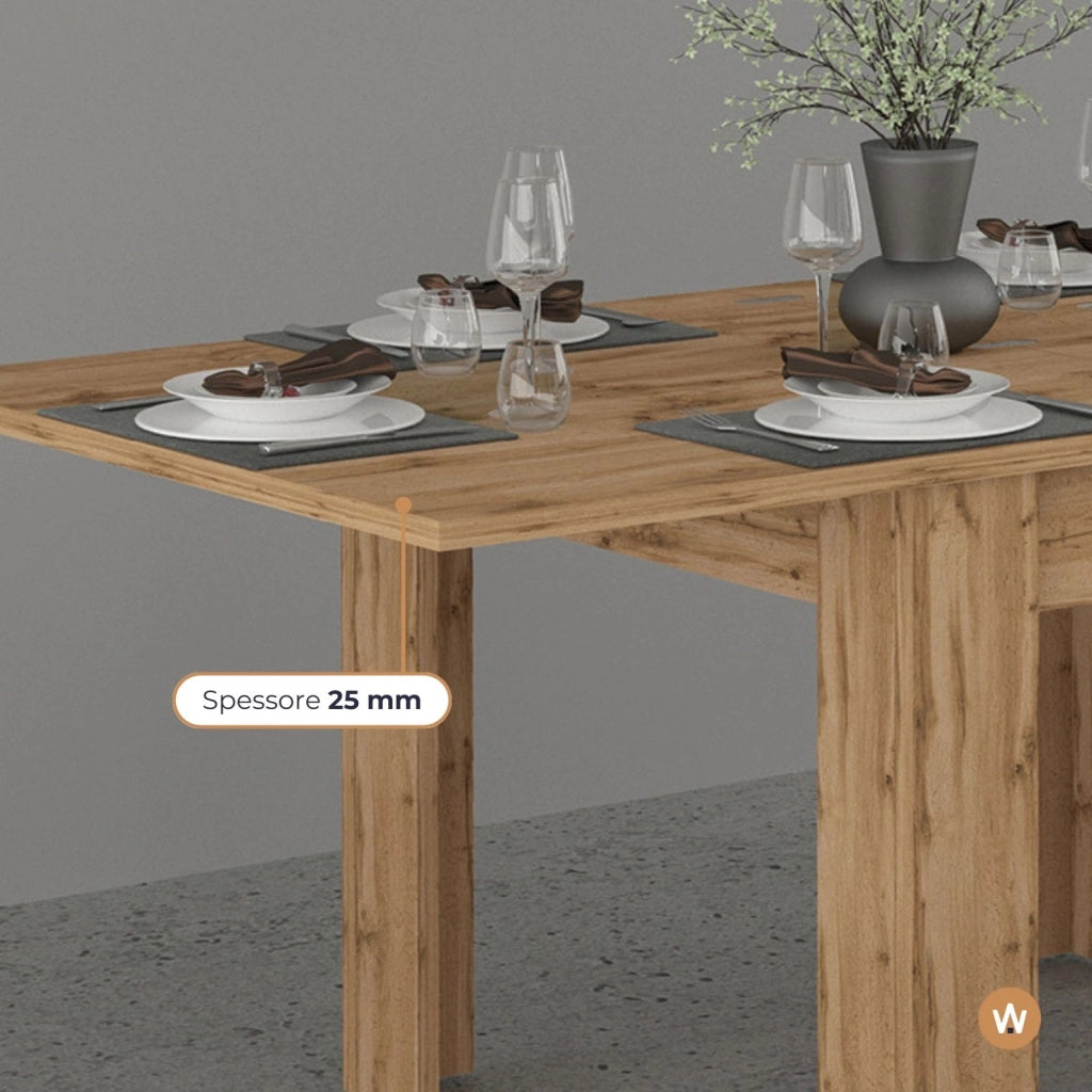 WHOUS Tavolo allungabile Jesi ideale per 6-8 persone colore rovere 90/180x90x75 cm