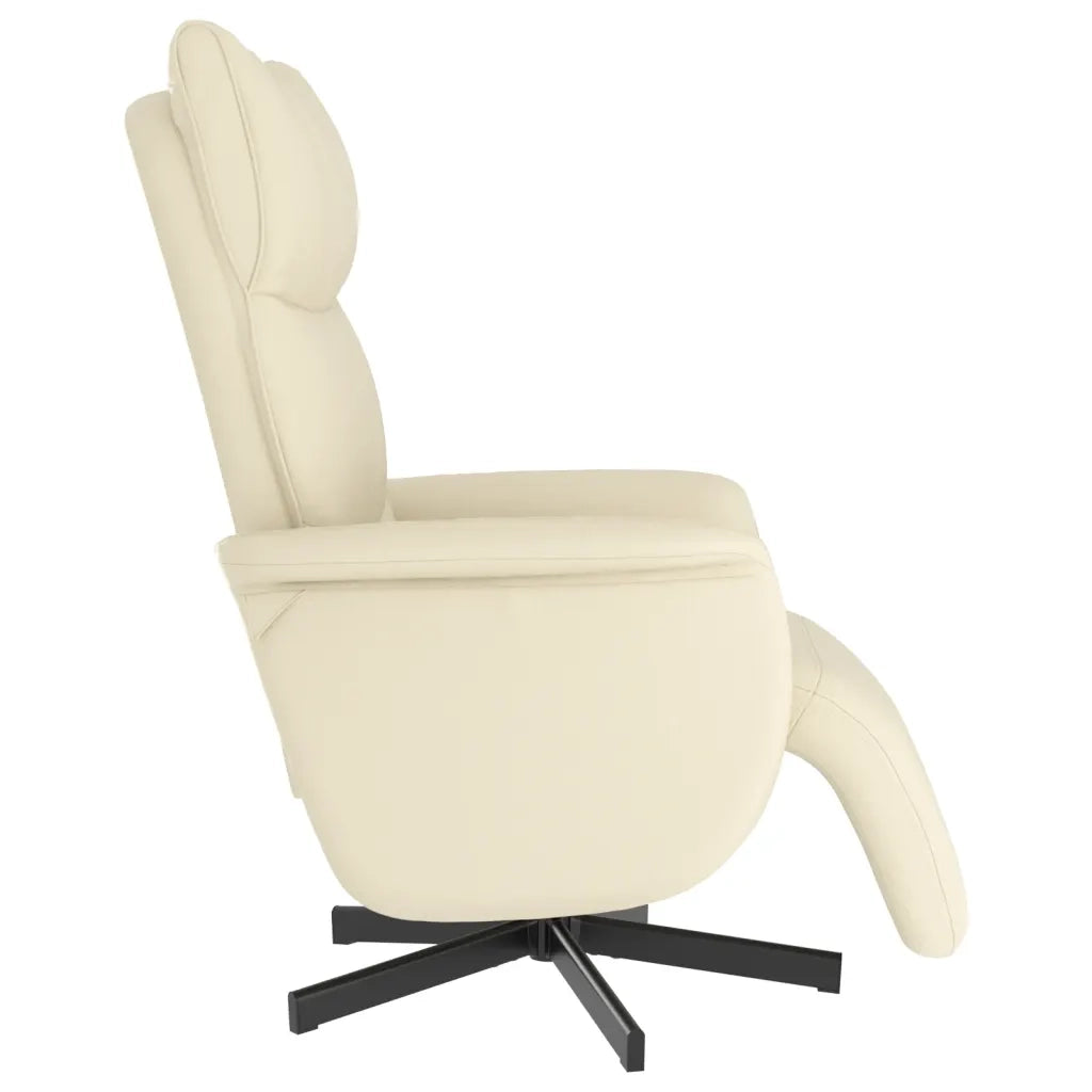 Poltrona Reclinabile con Poggiapiedi Crema in Similpelle 356585