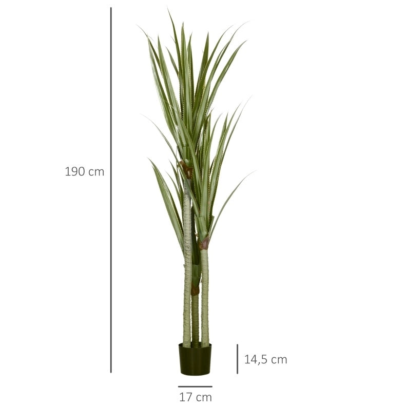 Pianta artificiale Yucca 190 cm realistica con vaso in plastica verde