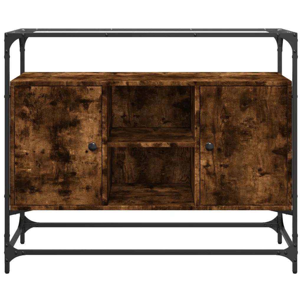 Credenza Piano Vetro Rovere Fumo 98x35x81cm Legno Multistrato 846071