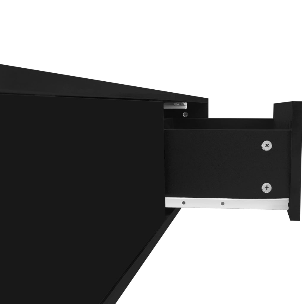 Tavolino da salotto 115x55x34 cm; luci LED e 2 cassetti; truciolare; nero