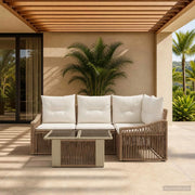 Set Divano da Giardino 5 pz Beige e Bianco Crema polyrattan 3437247