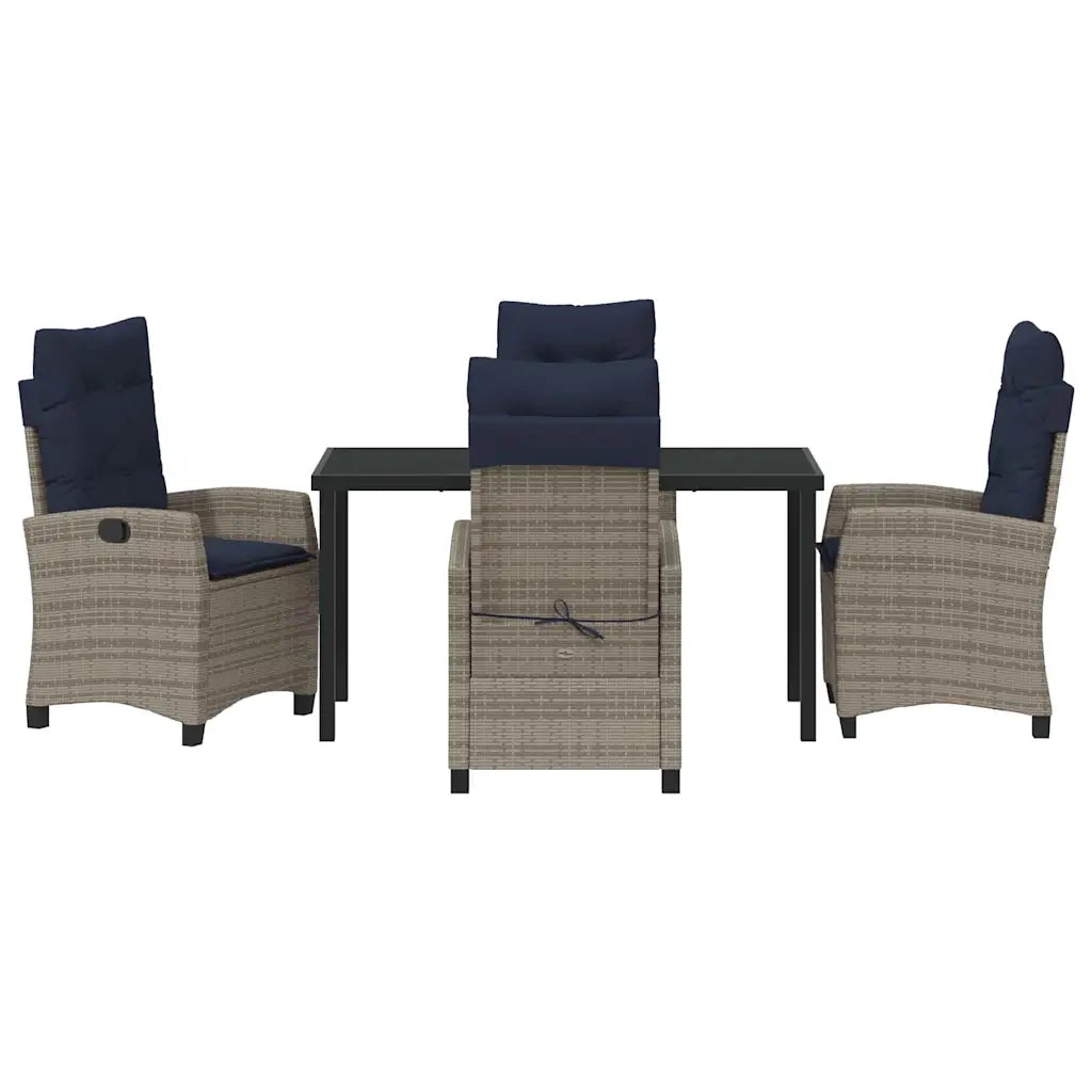 Set da Pranzo per Giardino con cuscino 5 pcs Grigio polyrattan 3380465