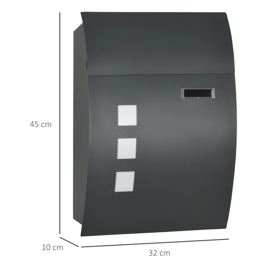 Cassetta Postale in Acciaio con Fessure ¨C zephmum ¨C Grigio 45x10x32 cm