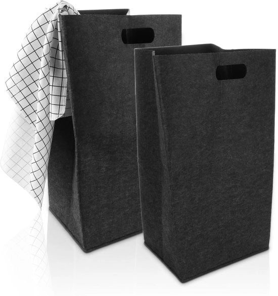 Assecco di raccolta rifiuti in tessuto grigio scuro - set di 2 - 60 litri
