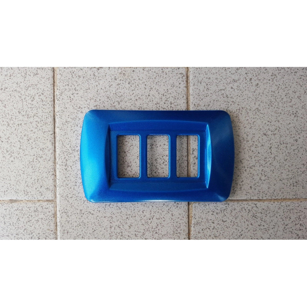 Trade Shop - Placchette Placche In Abs Serie Magic Bticino Compatibili Placca Copriprese Fori - Blu Metallizzato -1 Foro     -