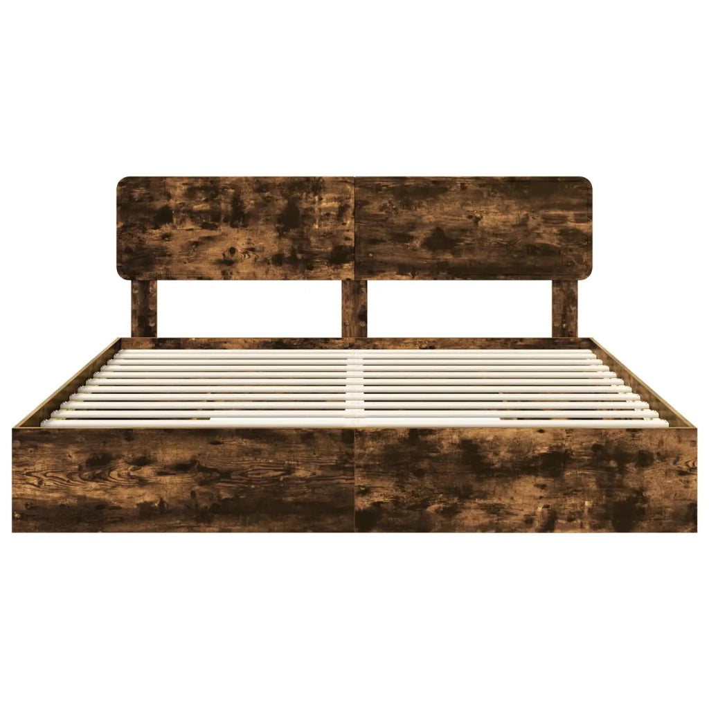 Letto con Contenitore con testiera Rovere fumé 180 x 200 cm