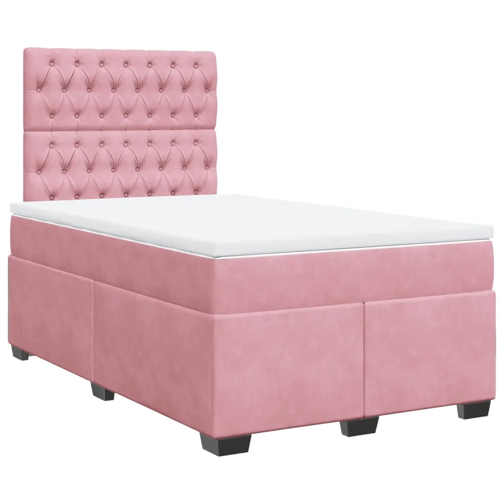 Giroletto a Molle con Materasso Rosa 120x200 cm in Velluto
