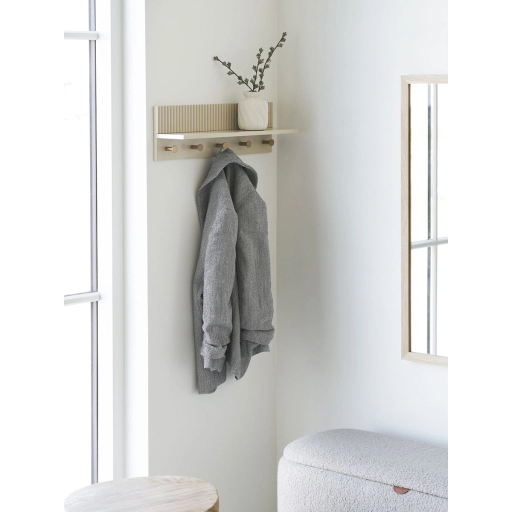 Appendiabiti da Parete Rocca, Beige, MDF, 12x50x16 cm