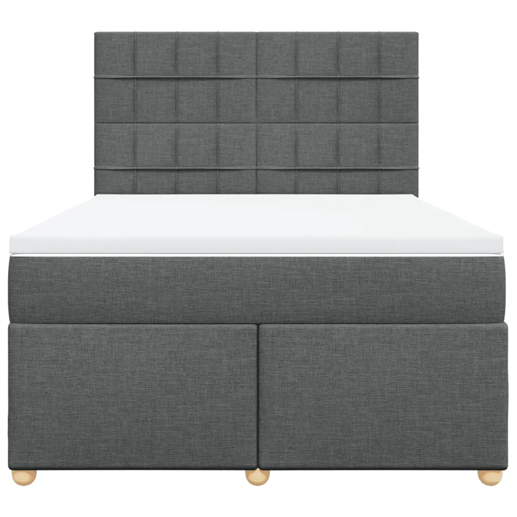 vidaXL Giroletto a Molle con Materasso Grigio Scuro 160x200 cm Tessuto