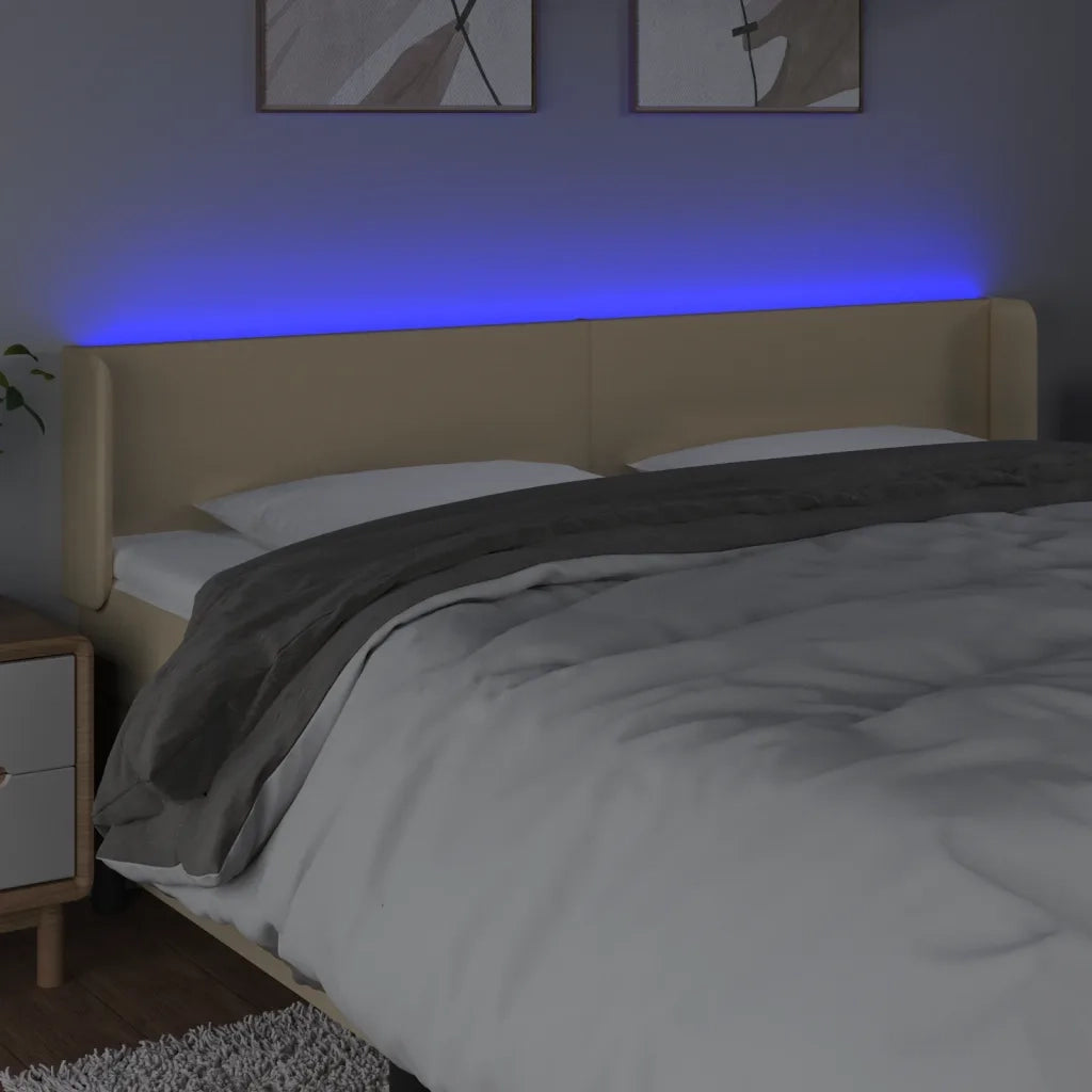 Testiera a LED Crema 163x16x78/88 cm in Tessuto 3122967