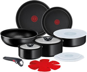 Lagostina Ingenio Essential Plus Set di Pentole, Alluminio per Gas e Forno (no induzione), 17 Pezzi, 2 Casseruole Fonde, 2 Padelle, Tegame, Wok, 5 Coperchi, 5 Proteggi Padella e Manico Removibile