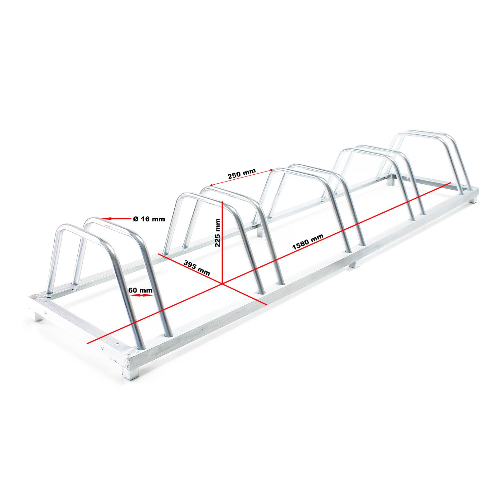 Rastrelliera per 5 biciclette 158x39,5x22,5 cm acciaio zincato Porta bici
