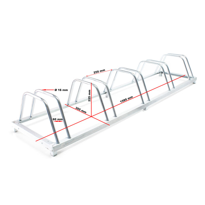 Rastrelliera per 5 biciclette 158x39,5x22,5 cm acciaio zincato Porta bici