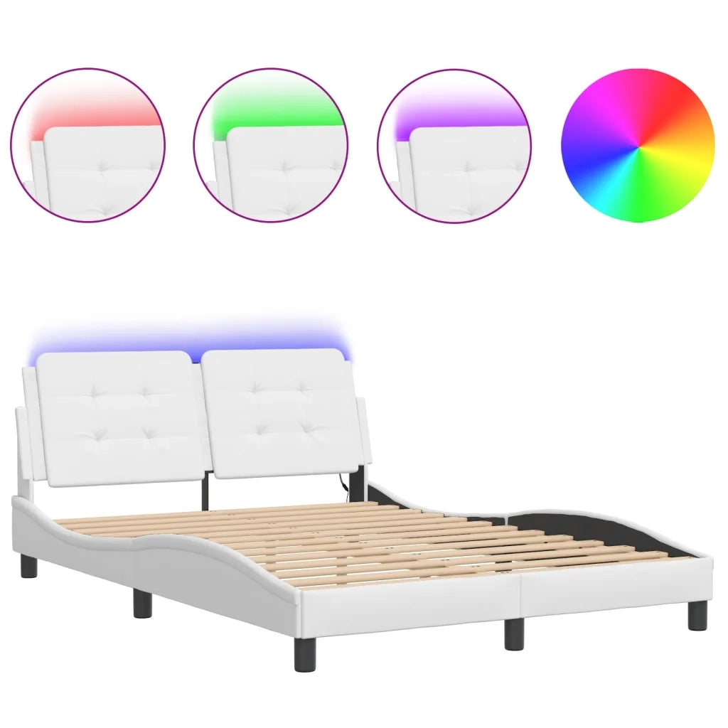 Giroletto con LED senza Materasso-Struttura Letto Zadar Bianco 140x200 cm