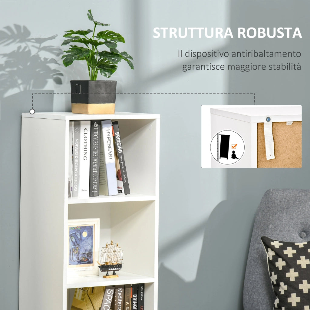 EasyComfort Scaffale Libreria con 3 Ripiani e 1 Armadietto in Legno, 40x30x129.5cm - Bianco
